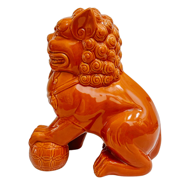 Large Terracotta Glazed Ceramic Foo Dogs