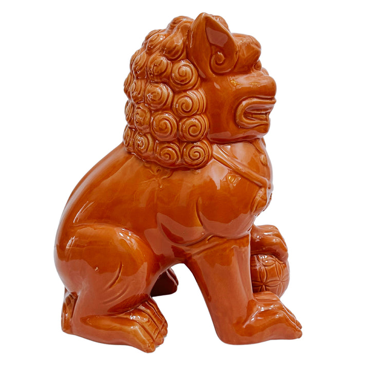 Large Terracotta Glazed Ceramic Foo Dogs