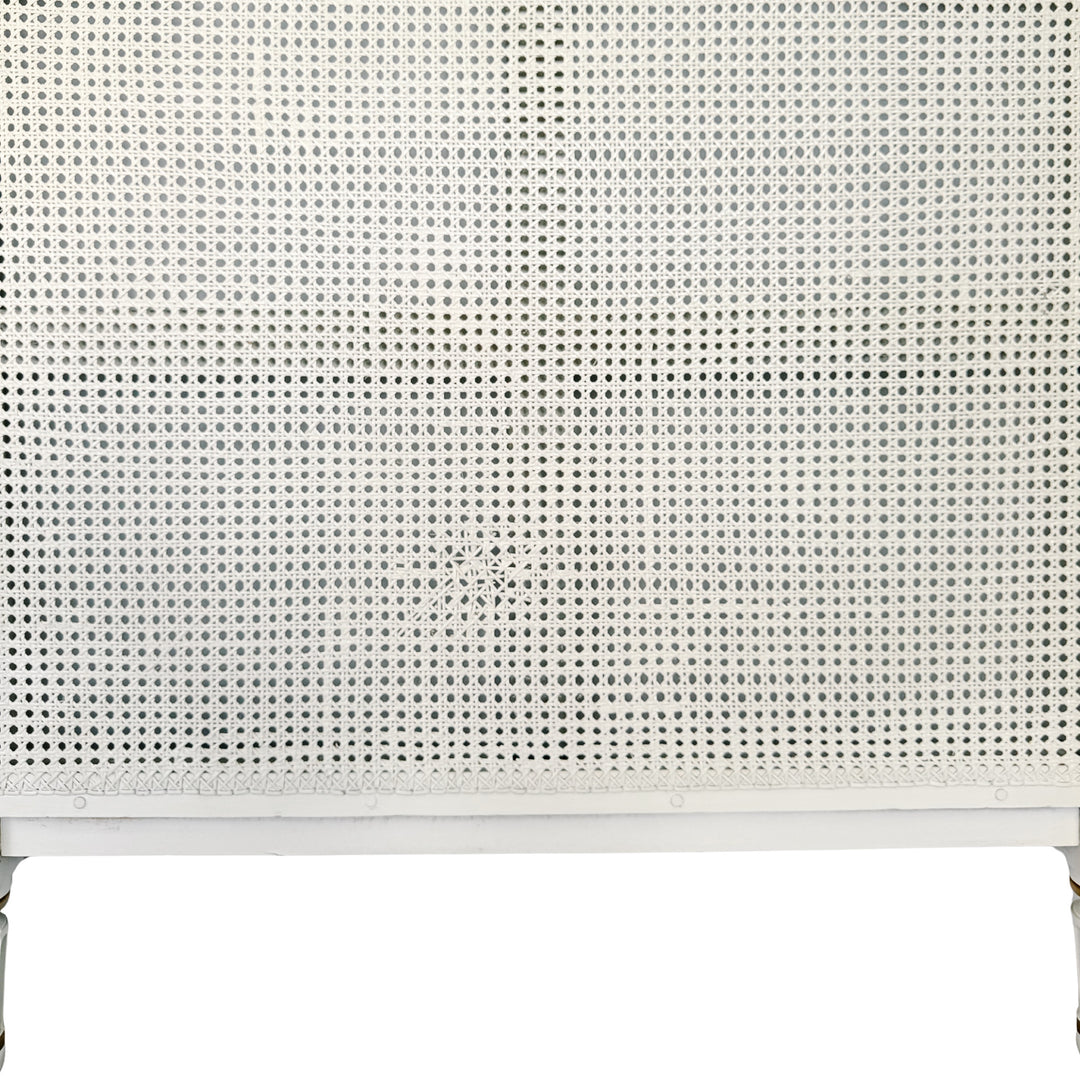 Vintage French Louis XVI Style Creme Peinte & Gilt Twin Cane Beds 