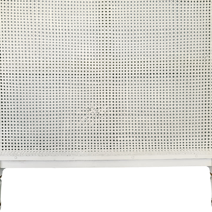 Vintage French Louis XVI Style Creme Peinte & Gilt Twin Cane Beds 