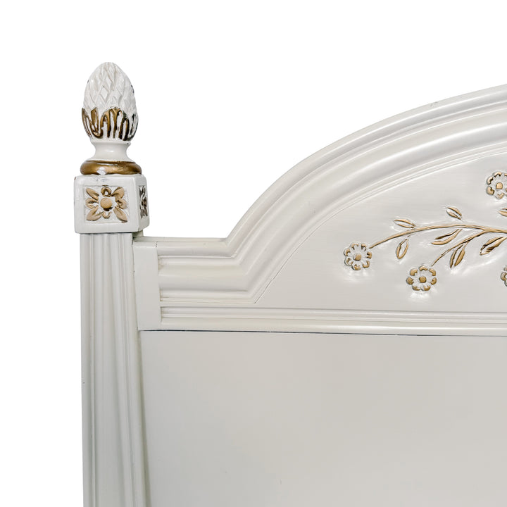 Vintage French Louis XVI Style Creme Peinte & Gilt Twin Cane Beds 