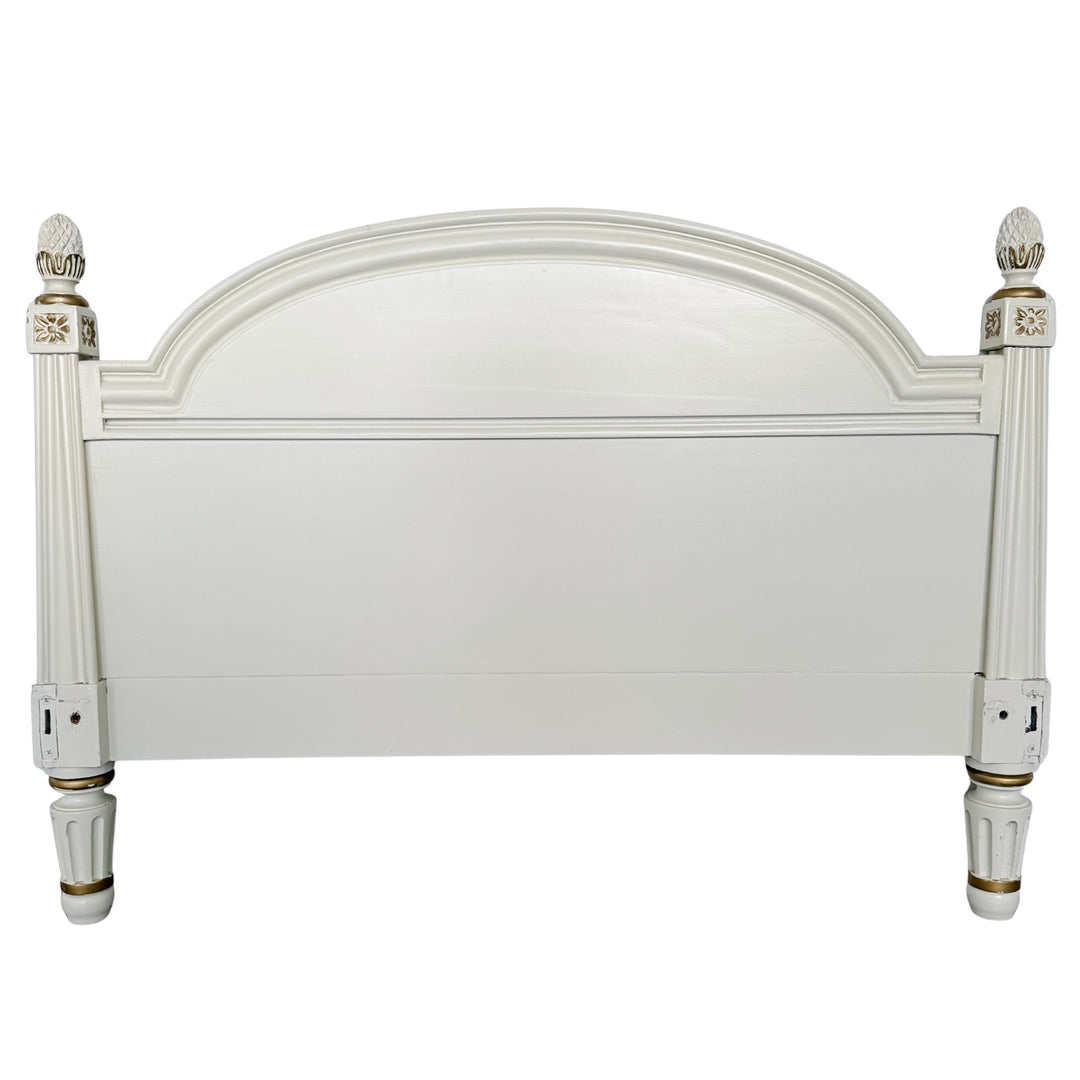 Vintage French Louis XVI Style Creme Peinte & Gilt Twin Cane Beds 