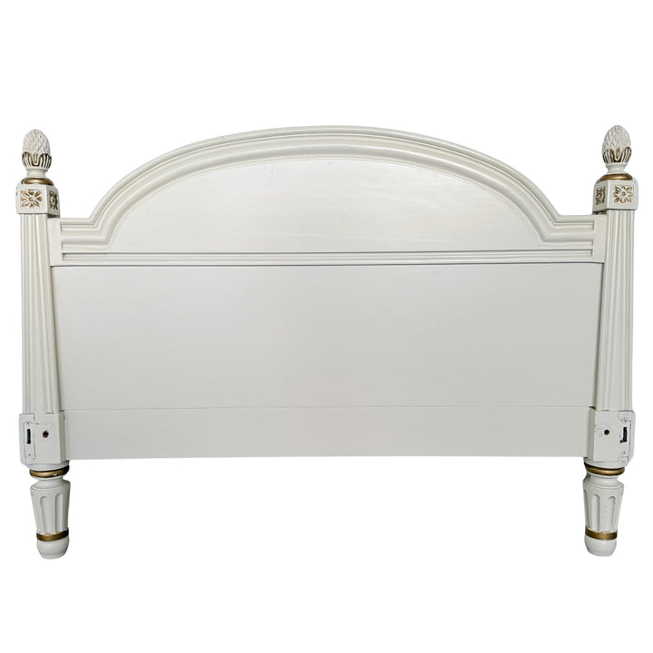 Vintage French Louis XVI Style Creme Peinte & Gilt Twin Cane Beds 