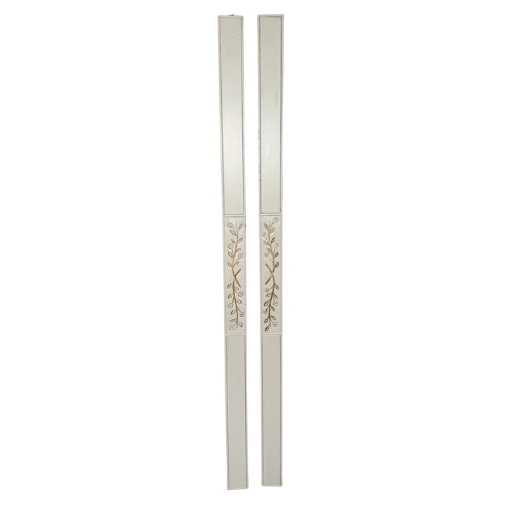 Vintage French Louis XVI Style Creme Peinte & Gilt Twin Cane Beds 