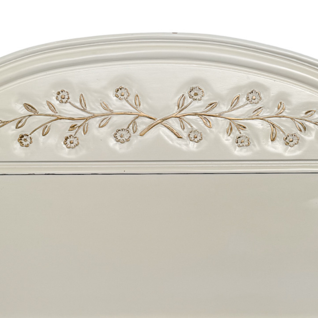 Vintage French Louis XVI Style Creme Peinte & Gilt Twin Cane Beds 