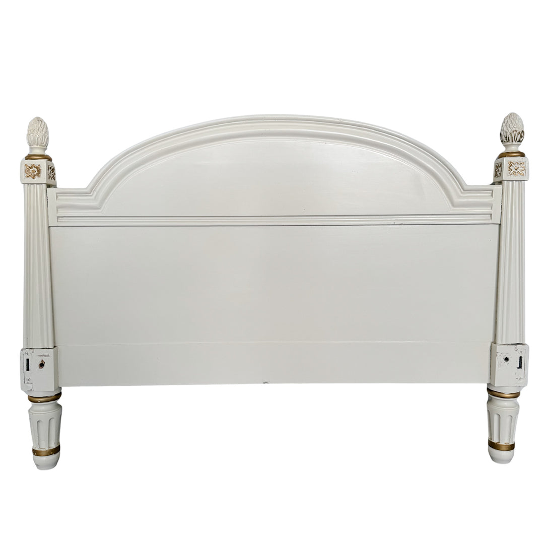 Vintage French Louis XVI Style Creme Peinte & Gilt Twin Cane Beds 