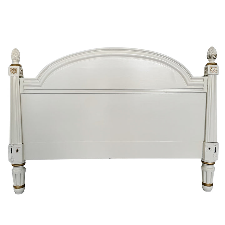 Vintage French Louis XVI Style Creme Peinte & Gilt Twin Cane Beds 