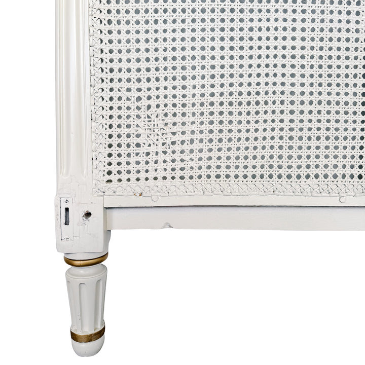 Vintage French Louis XVI Style Creme Peinte & Gilt Twin Cane Beds 