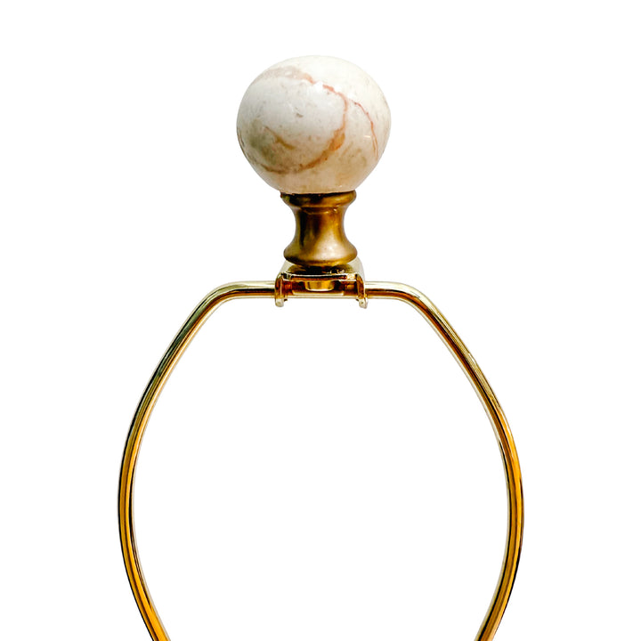 Pair of Neoclassical Cream Marble and Polished Brass Urn-Form Table Lamps