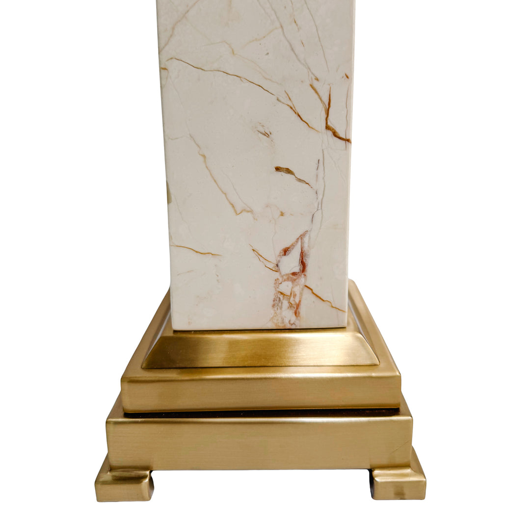 Pair of Neoclassical Cream Marble and Polished Brass Urn-Form Table Lamps