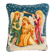 Pair of Petite Angel Needlepoint Christmas Pillows