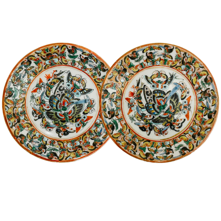 Pair of Petite Antique Thousand Butterflies Plates