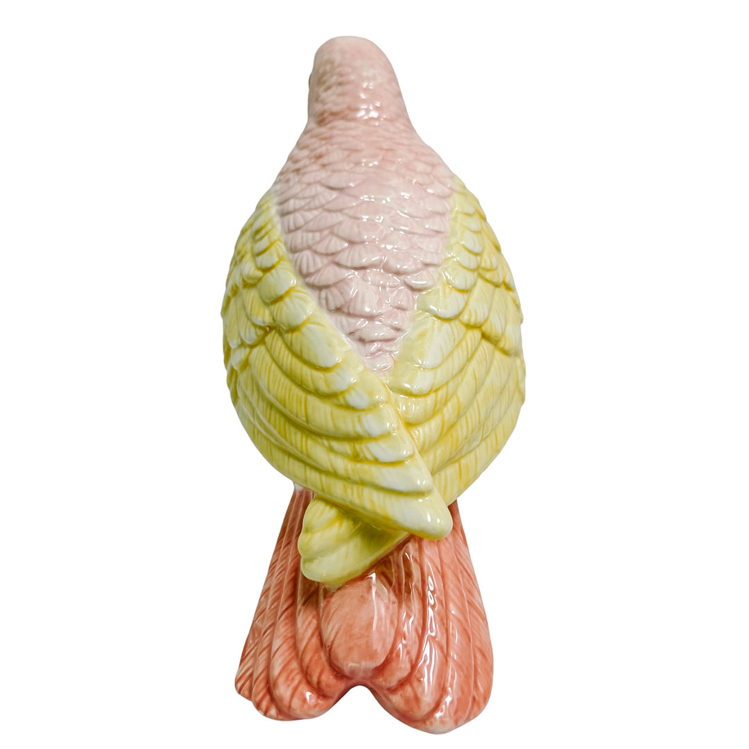 Pair of Pink and Yellow Ceramic Cockatoo Figurines