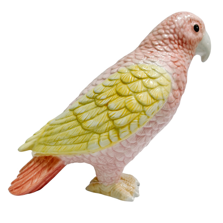 Pair of Pink and Yellow Ceramic Cockatoo Figurines