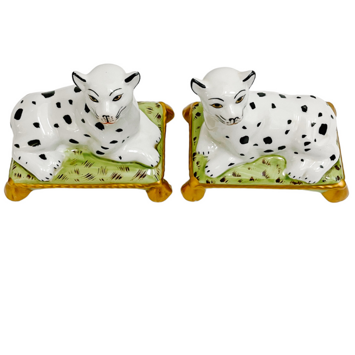 Pair of Reclining Snow Leopards On Pillows