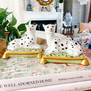 Pair of Reclining Snow Leopards On Pillows