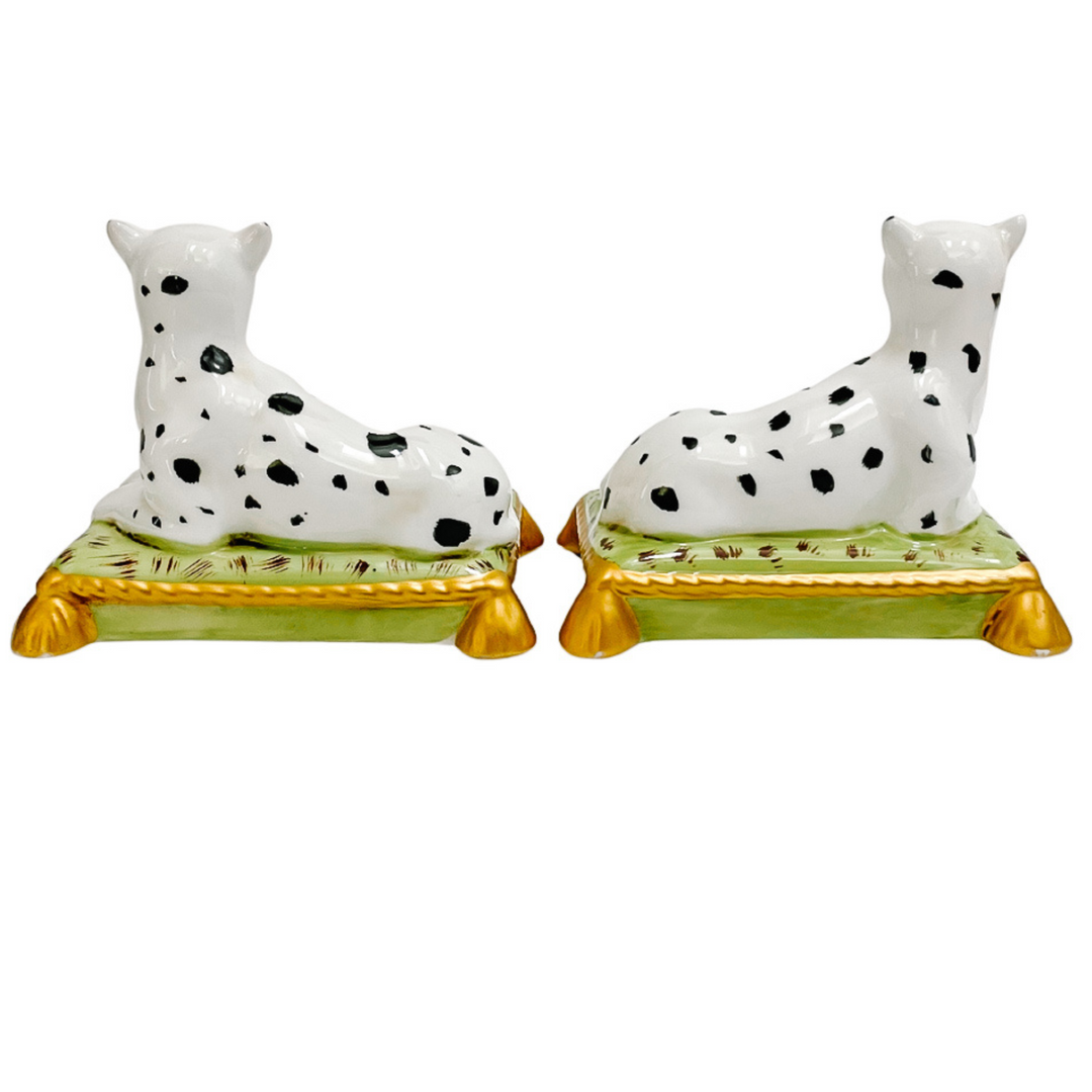 Pair of Reclining Snow Leopards On Pillows