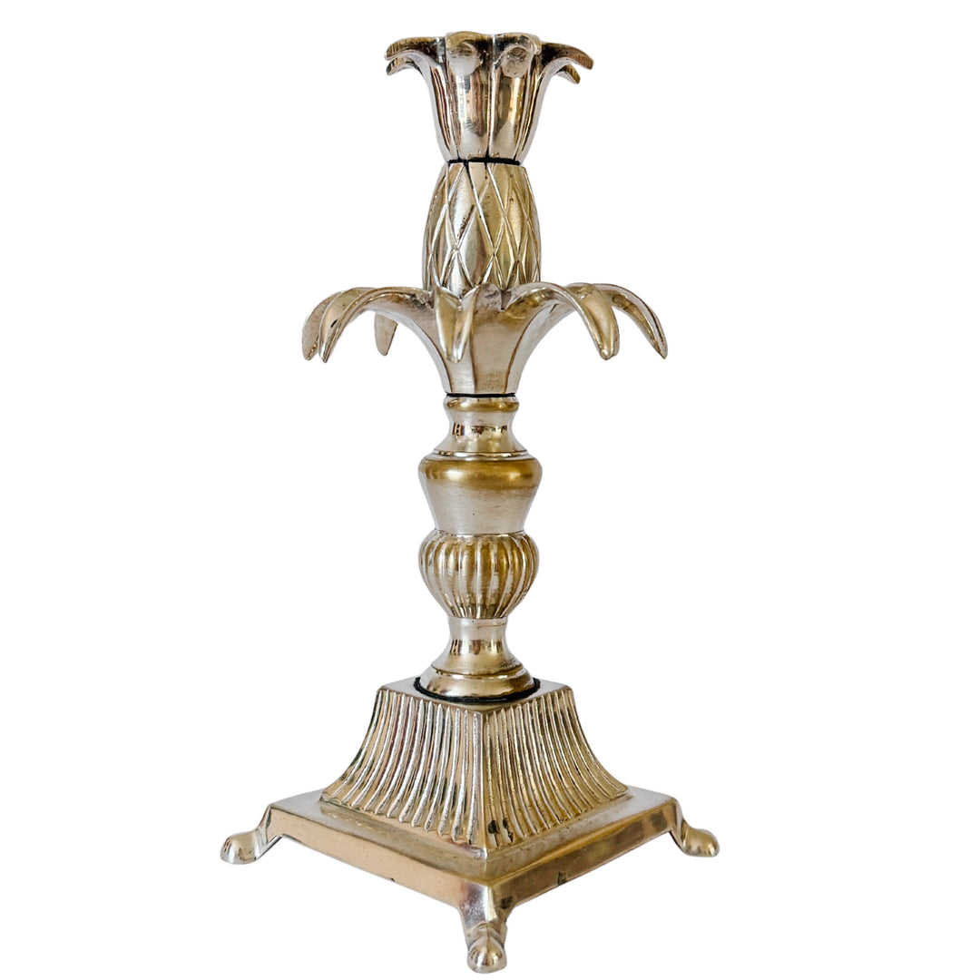 Pair of Regency Silver Plated Brass Pineapple Candlesticks