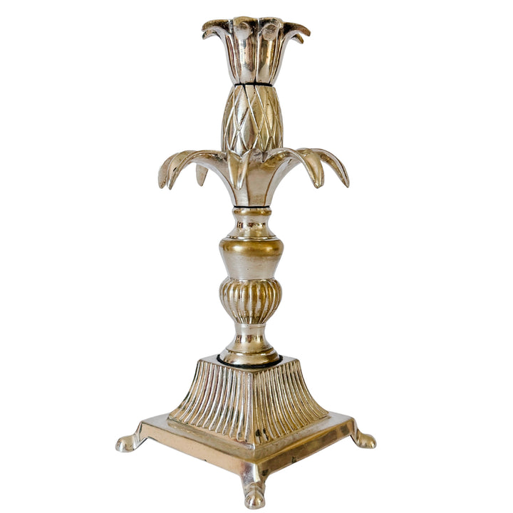 Pair of Regency Silver Plated Brass Pineapple Candlesticks
