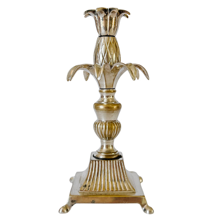 Pair of Regency Silver Plated Brass Pineapple Candlesticks