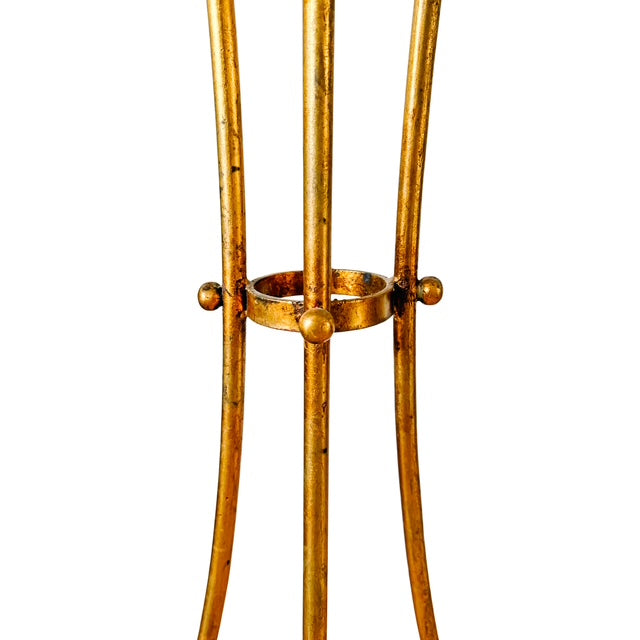 Pair of 1960 Italian Florentine Gilt Metal Rope and Tassel Plant Stands