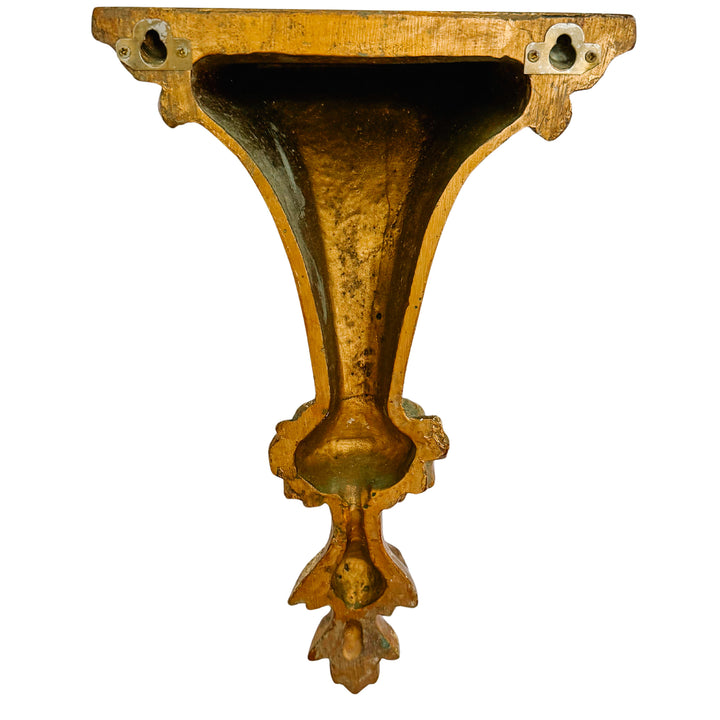 Vintage Italian Neoclassical Style Gilt Fluted Wall Brackets