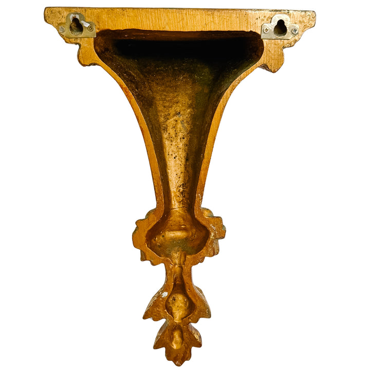 Vintage Italian Neoclassical Style Gilt Fluted Wall Brackets