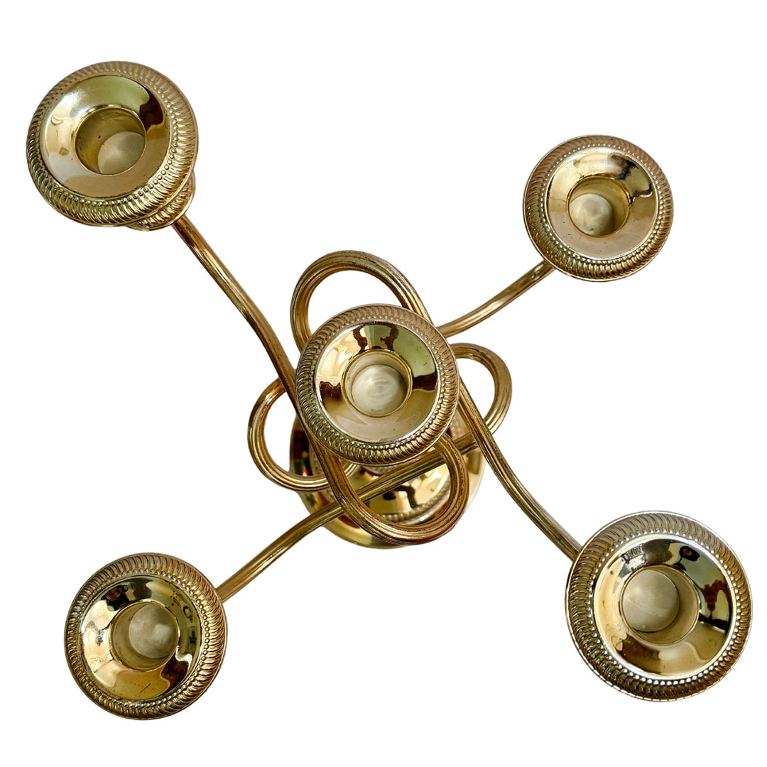 Vintage French Silver-on-Copper 5-Arm Candelabras