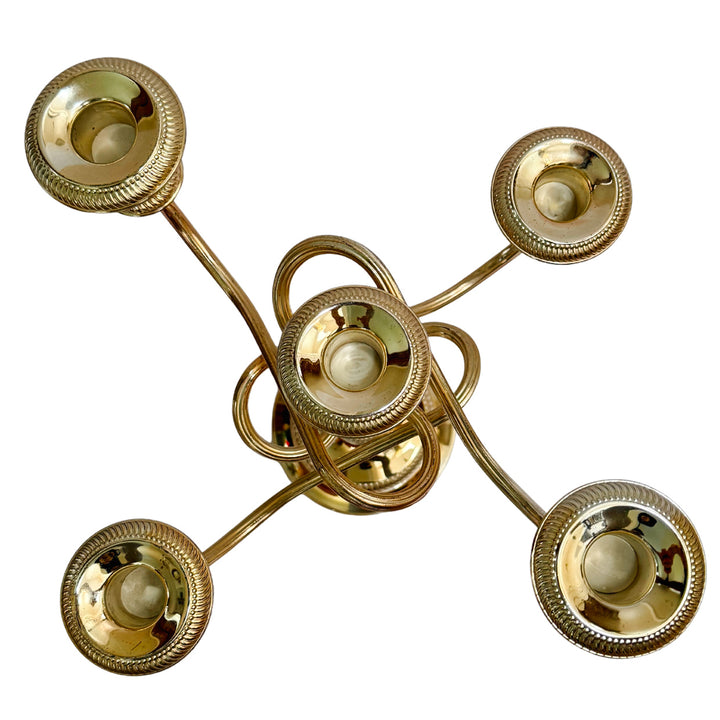 Vintage French Silver-on-Copper 5-Arm Candelabras