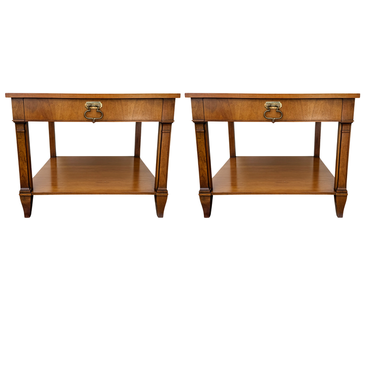 Pair of vintage Baker Furniture French Regency Cherry Side Tables or Nightstands