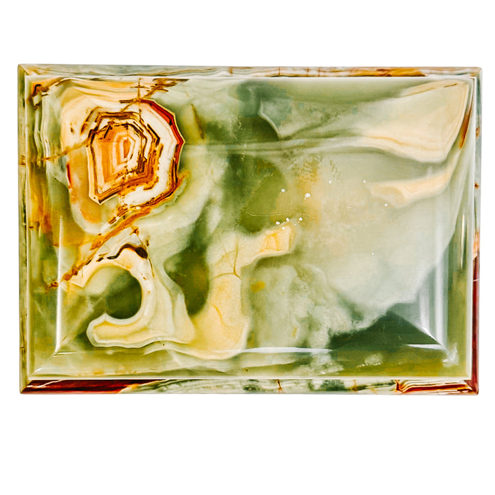 Parisian Mid-Century Footed Onyx and Brass Casket with Red Velvet Lining