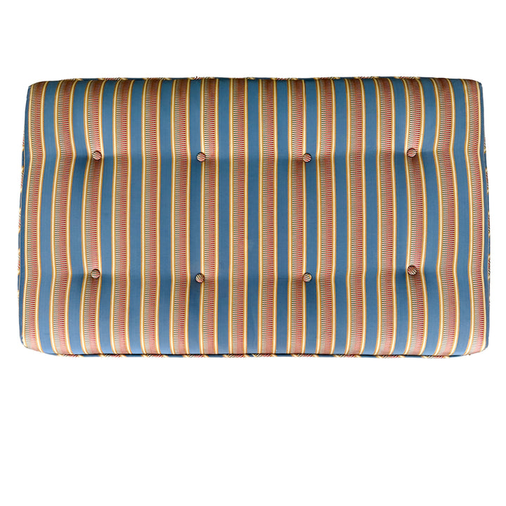 1990s Parsons Style Large Button-Tufted Ottomans or Benches in Striped Upholstery