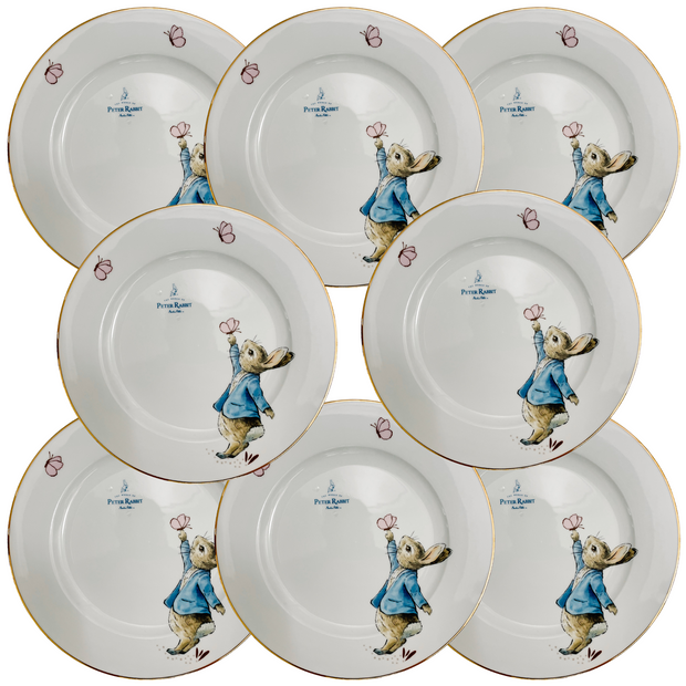 Easter Bunny Rabbit Porcelain 10.5” Dinner Plates