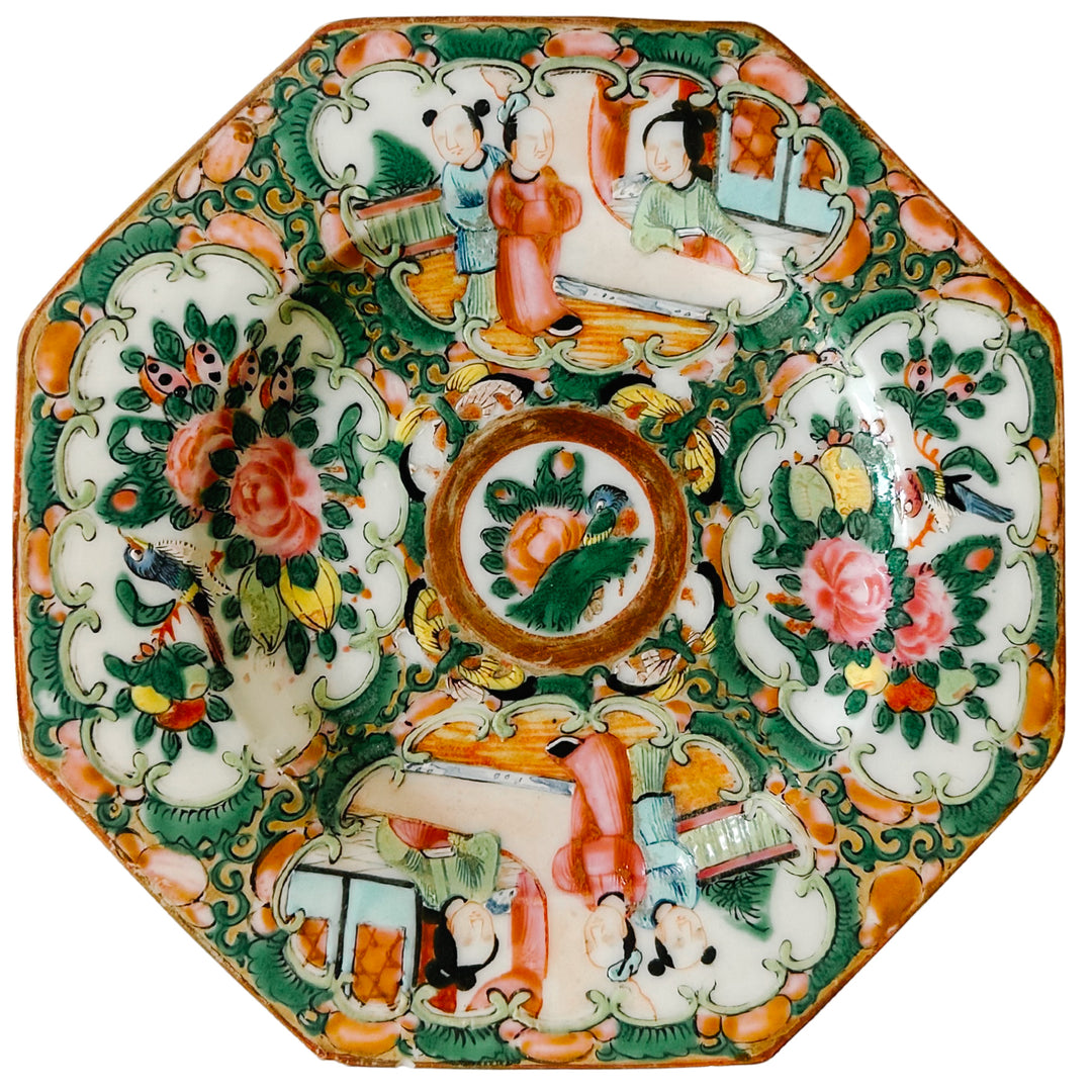 Petite Antique Octagonal Rose Medallion Plate