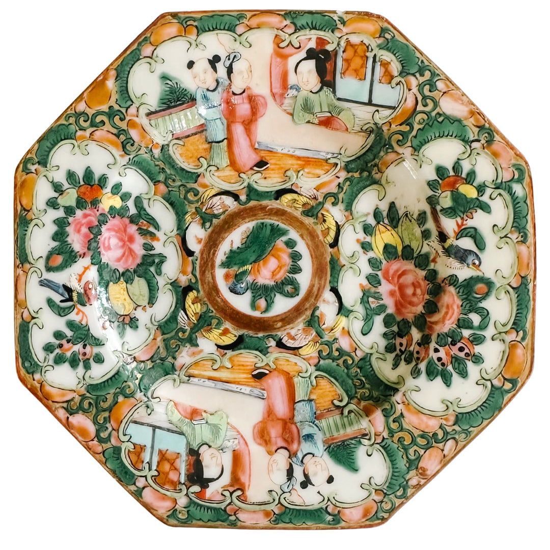Petite Antique Octagonal Rose Medallion Plate