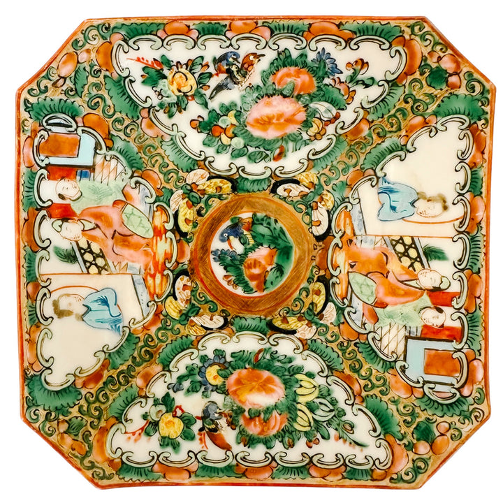 Petite Antique Octagonal Rose Medallion Plate