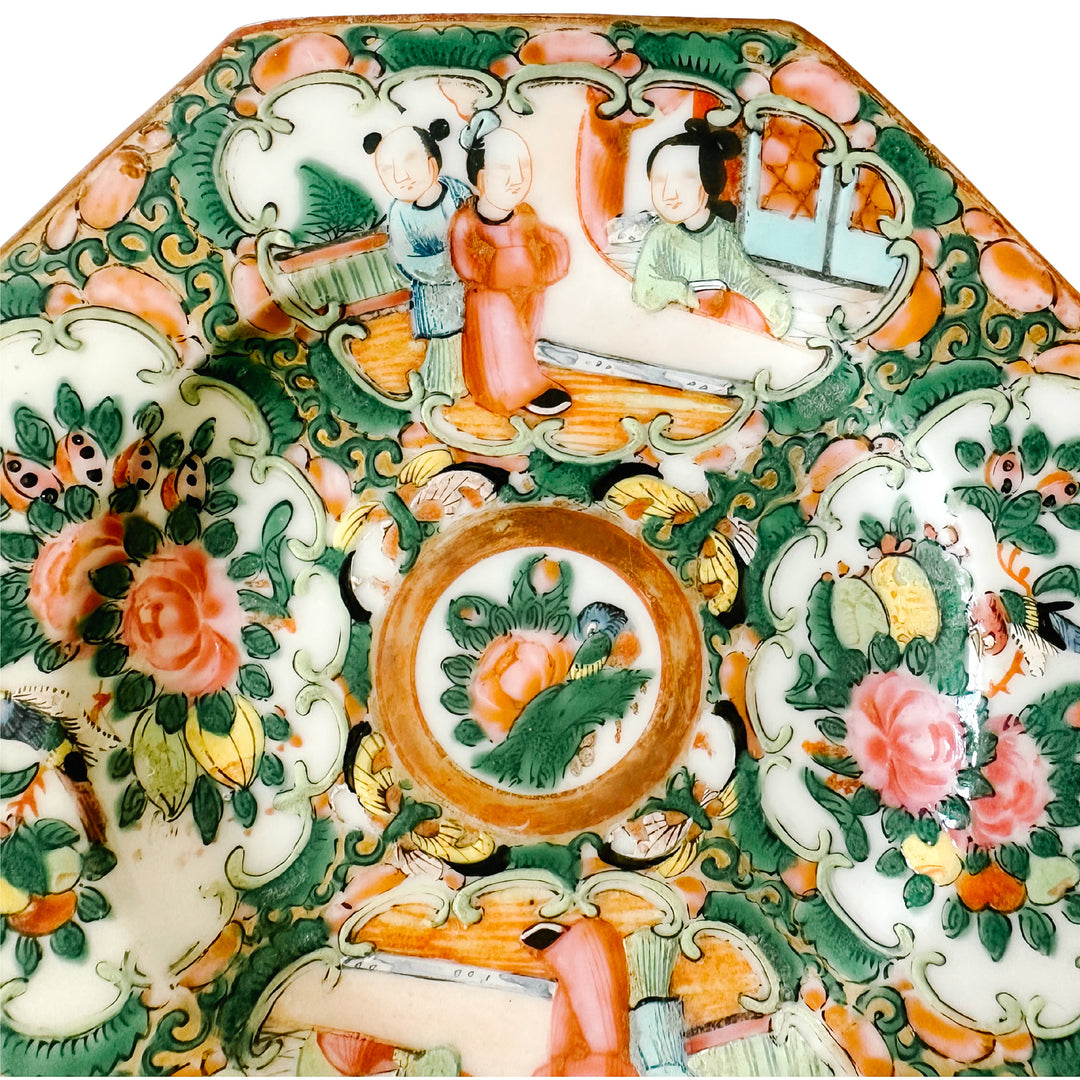 Petite Antique Octagonal Rose Medallion Plate