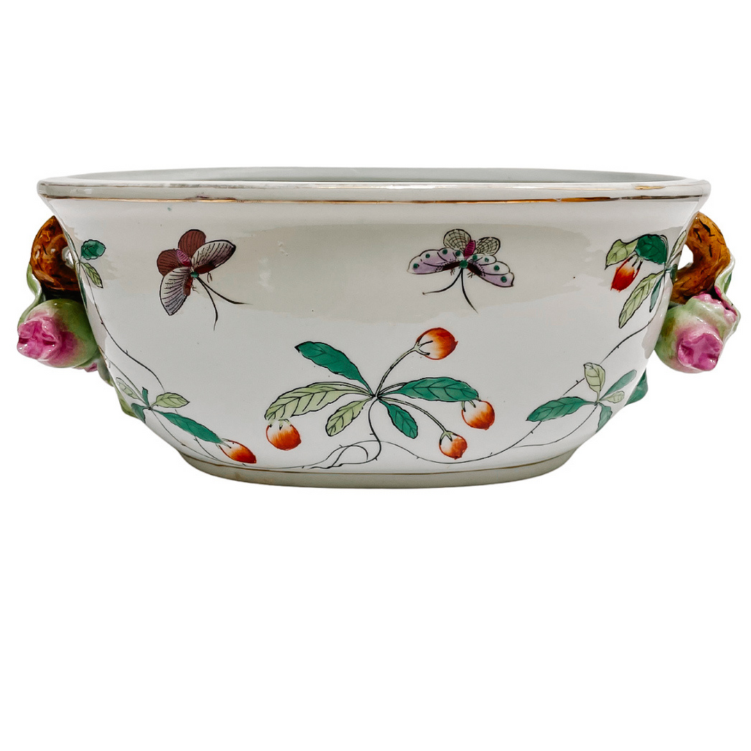 Petite Chinoiserie Foot Bath Planter With Pomegranate Handles 