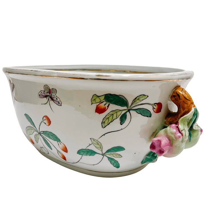 Petite Chinoiserie Foot Bath Planter With Pomegranate Handles 