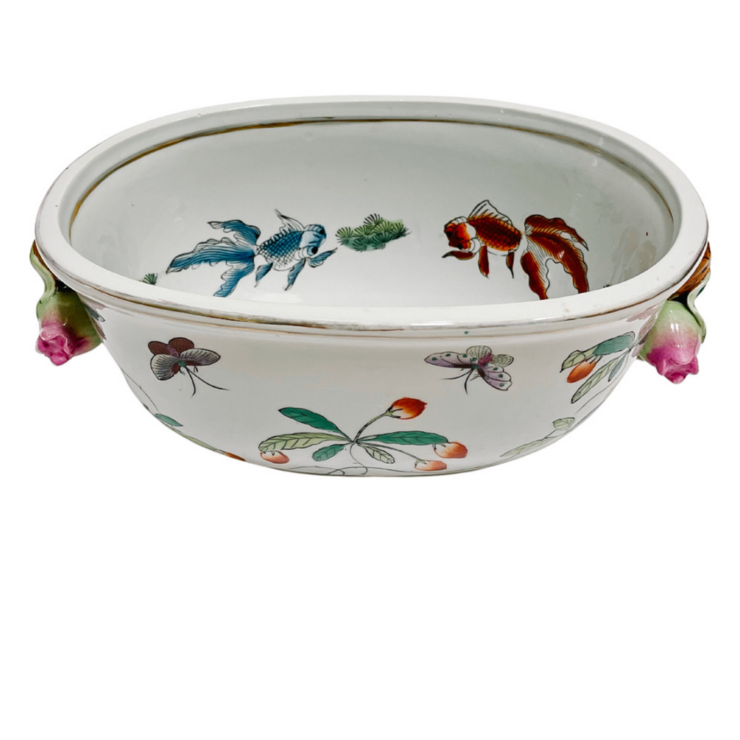 Petite Chinoiserie Foot Bath Planter With Pomegranate Handles 