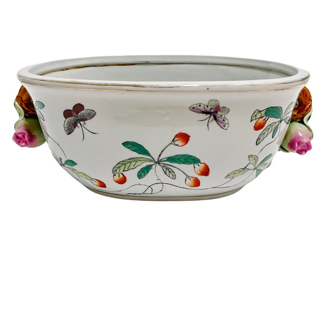 Petite Chinoiserie Foot Bath Planter With Pomegranate Handles 