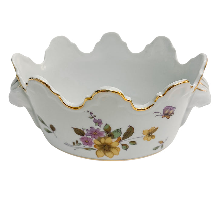Petite Scalloped Jardiniere With Lion Head Handles