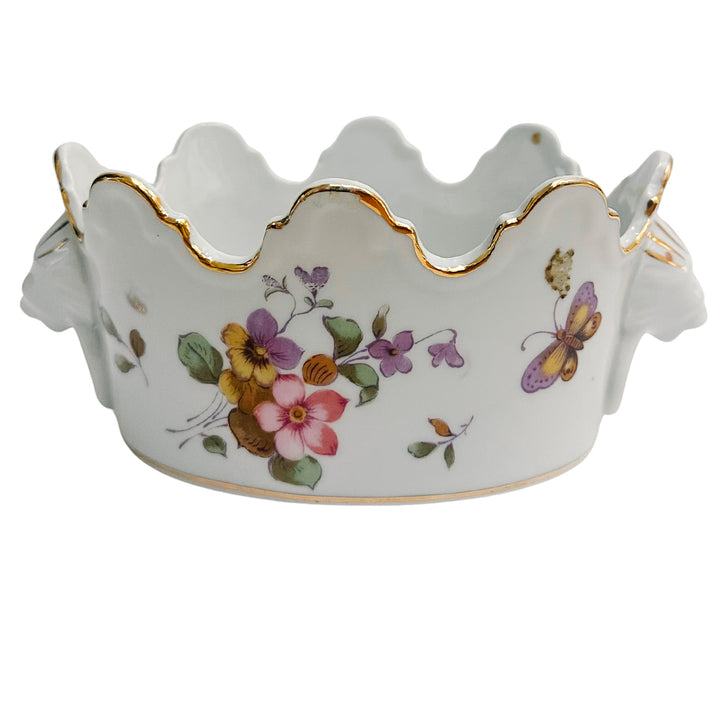 Petite Scalloped Jardiniere With Lion Head Handles