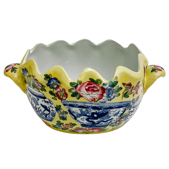 Petite Yellow Scalloped Foot Bath Jardiniere