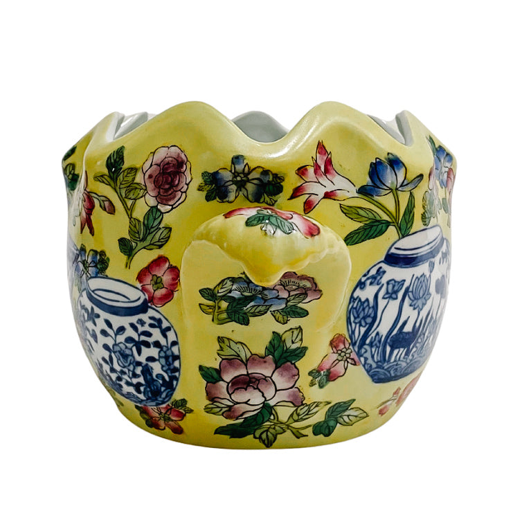 Petite Yellow Scalloped Foot Bath Jardiniere