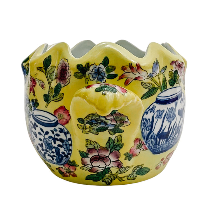 Petite Yellow Scalloped Foot Bath Jardiniere