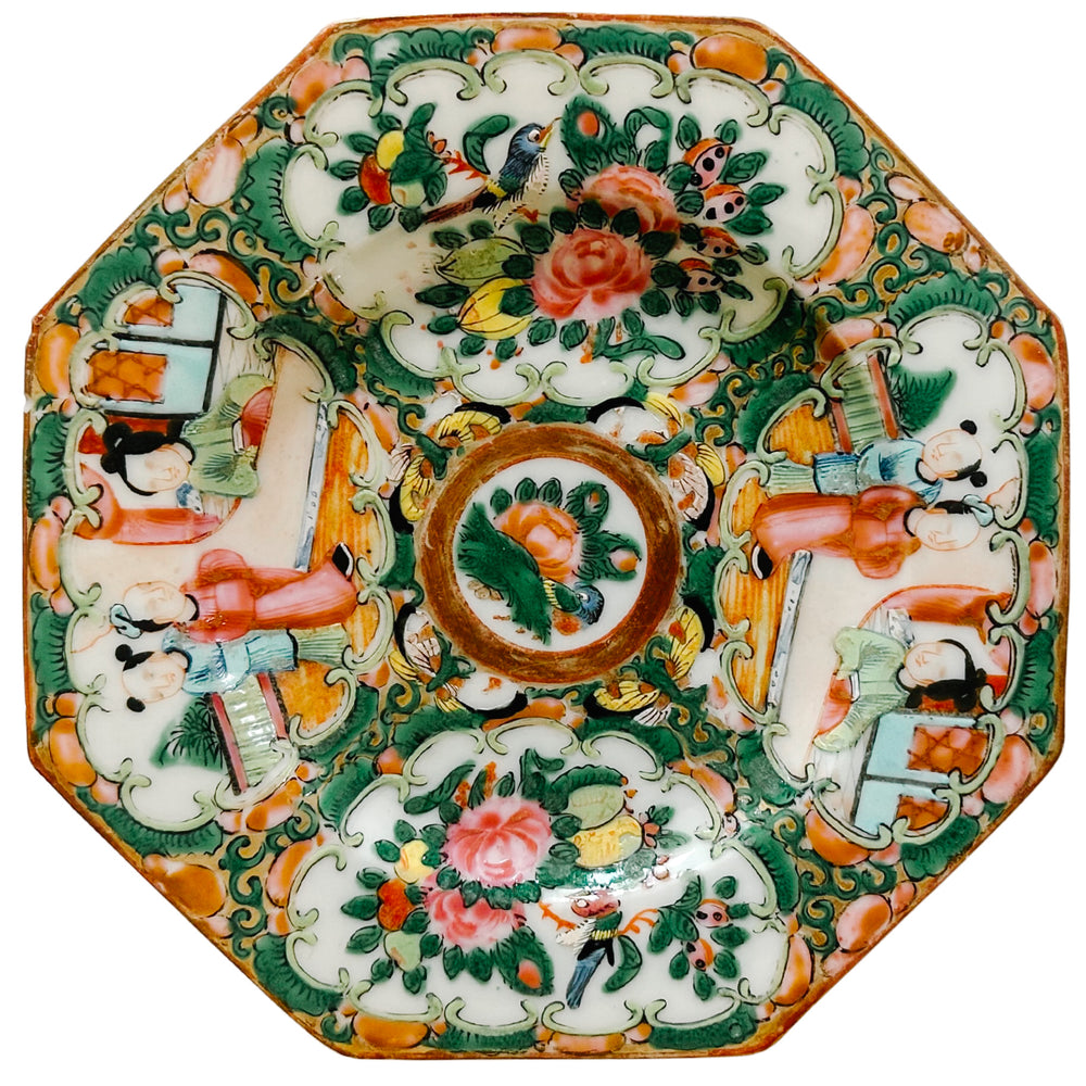 Petite Antique Octagonal Rose Medallion Plate