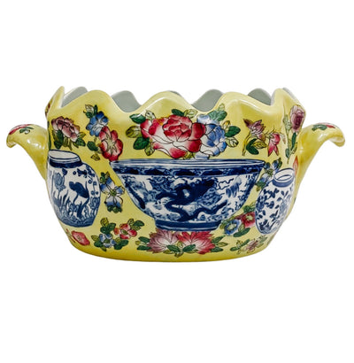 Petite Yellow Scalloped Foot Bath Jardiniere