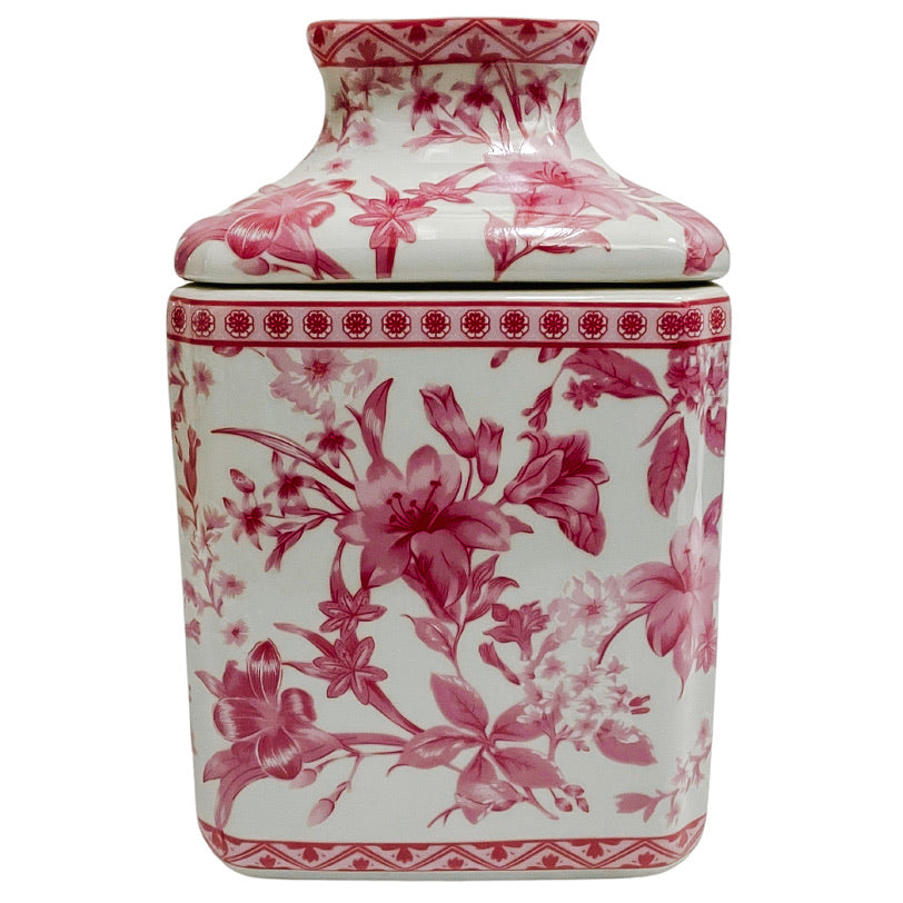 Pink Floral Chinoiserie Ceramic Tissue Box Cover - Thumbnail 3