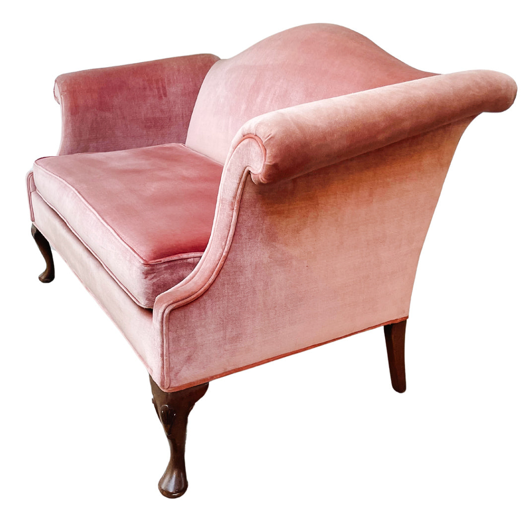 Pink French Style Upholstered Canape Loveseat by Hickory Chair Furniture 